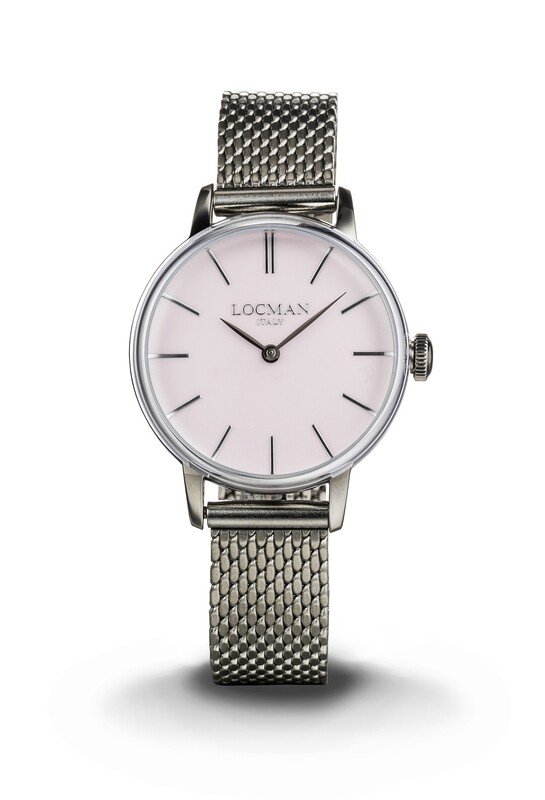 LOCMAN 1960 LADY SOLO TEMPO AL QUARZO QUADRANTE ROSA BABY BRACCIALE ACCIAIO MAGLIA MILANO 0253A11A-00PKNKB0