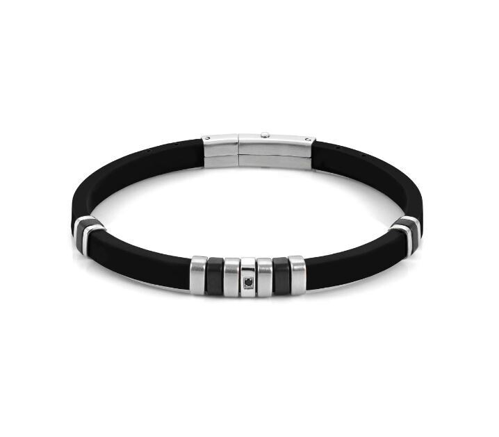 NOMINATION BRACCIALE CITY CAUCCIÙ E PIETRA NERA Bracciale caucciù con dettagli 028805 015