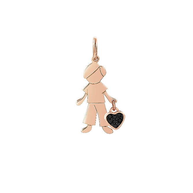 NOMINATION CHARMING BAMBINO CON CUORE IN ORO ROSA Charm Charming Lui con cuore e zirconi 148522 013