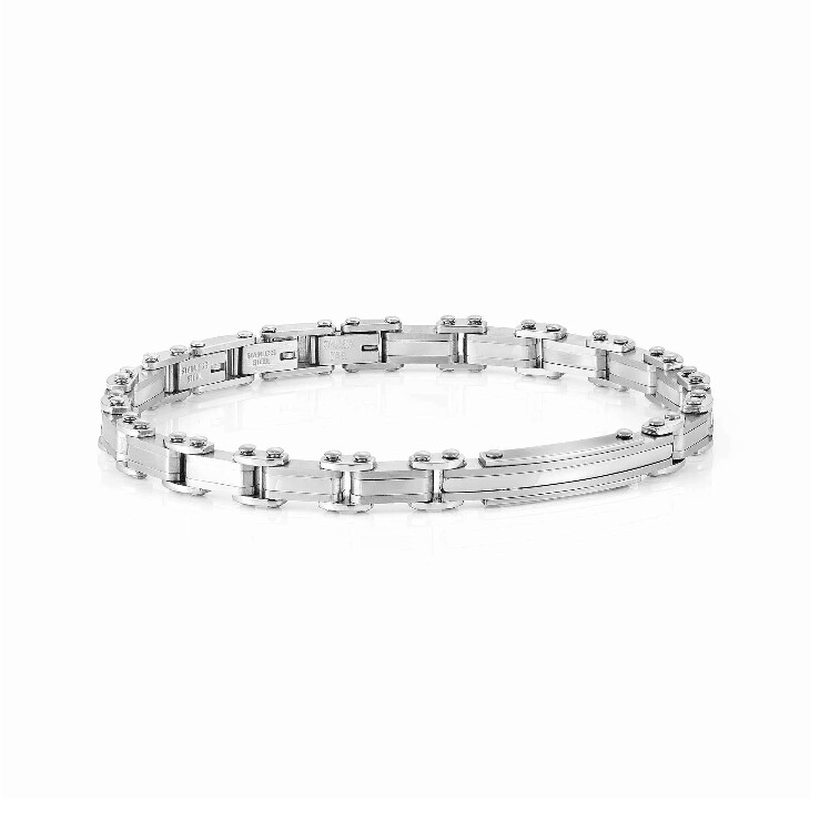BRACIALE IN ACCIAIO CON PLACCA STRONG Bracciale in Acciaio con dettagli Grigio 028300 005