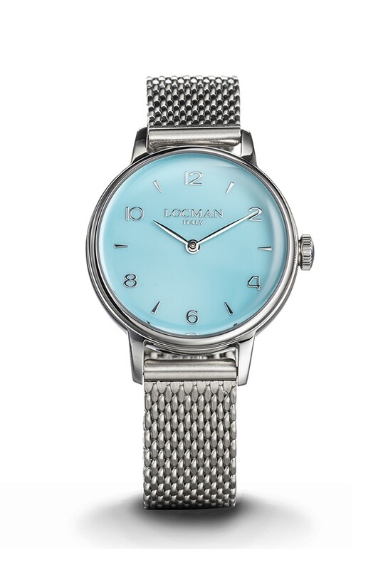 LOCMAN 1960 LADY SOLO TEMPO AL QUARZO QUADRANTE AZZURRO BRACCIALE ACCIAIO MAGLIA MILANO 0253A12A-00GANK2B0