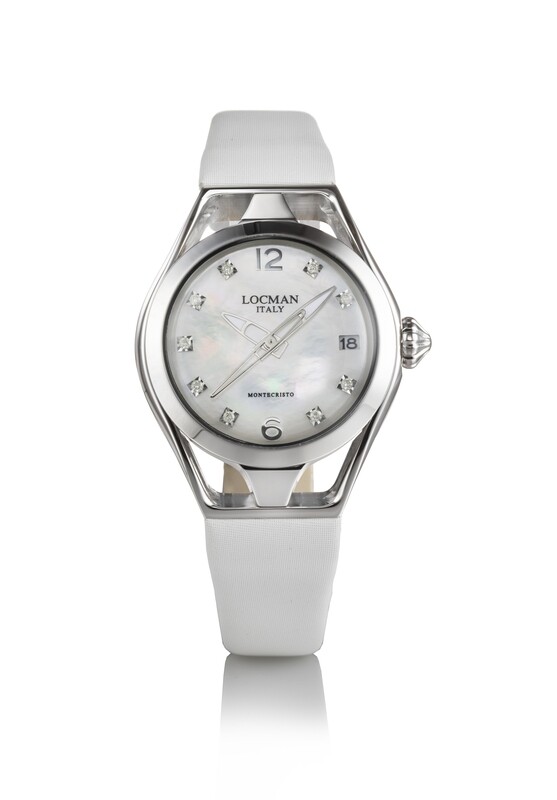 LOCMAN MONTECRISTO LADY 36MM QUADRANTE MADREPERLA BIANCA E DIAMANTI CNTURINO PELLE TECNORASO BIANCO 0526A14D-00MWIDRW