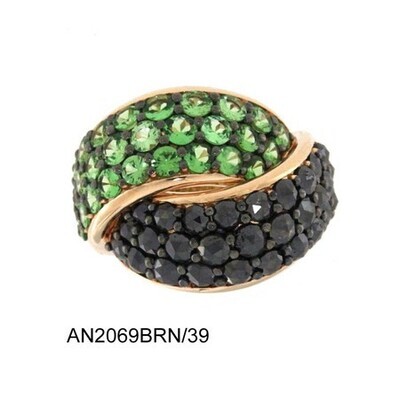 ANELLO GIOVANNI FERRARIS FRAGRANZE ANELLO ORO ROSA DIAMANTI NERI+TZAVORITE  Ref. AN2069BRN/39