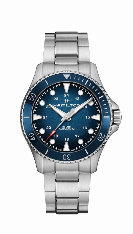 HAMILTON KHAKI NAVY SCUBA AUTO CARICA AUTOMATICA 43mm BLU LUNETTA CERAMICA BRACCIALE ACCIAIO H82505140