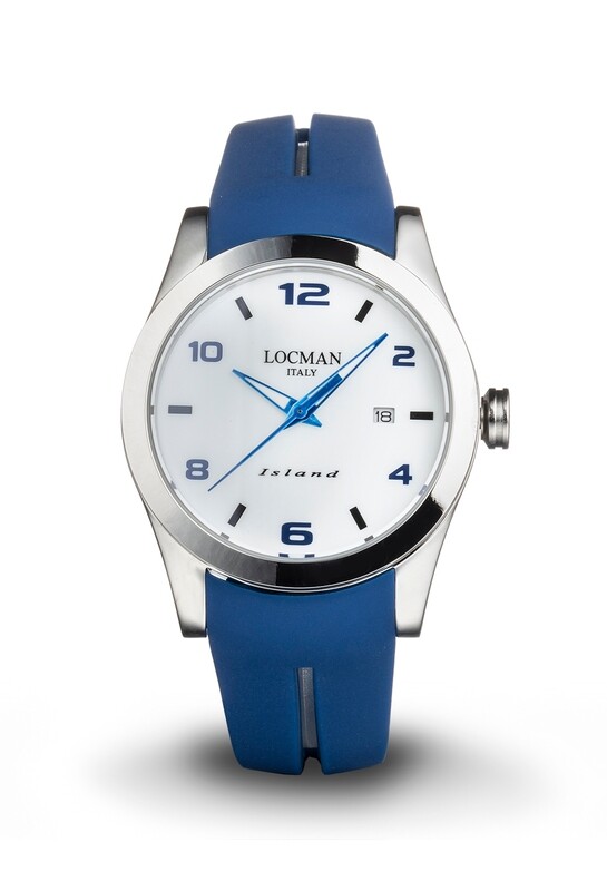LOCMAN ISLAND SOLOTEMPO UOMO BIANCO CINTURINO BLU IN GOMMA 40MM 0613A08S-00WHBLSB