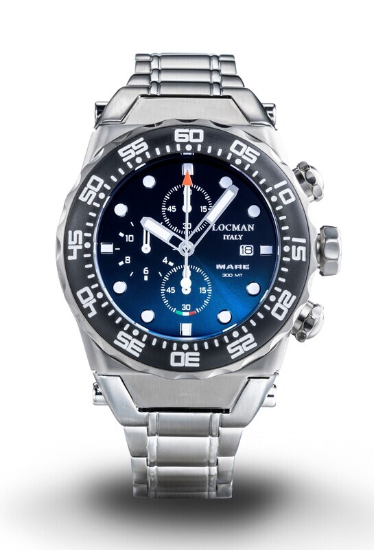 LOCMAN MARE 300 MT DIVER CHRONO QUARTZ QUADRANTE NERO/BLU BRACCIALE ACCIAIO 0560A24A-00KBNKB0