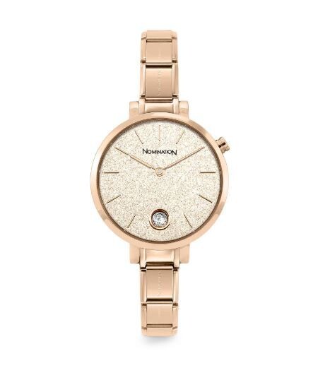 NOMINATION OROLOGIO COMPOSABLE GLITTER ORO ROSA E ZIRCONE COLLECTION TIME Orologio Composable con Glitter Rosa e Zircone 076034 025