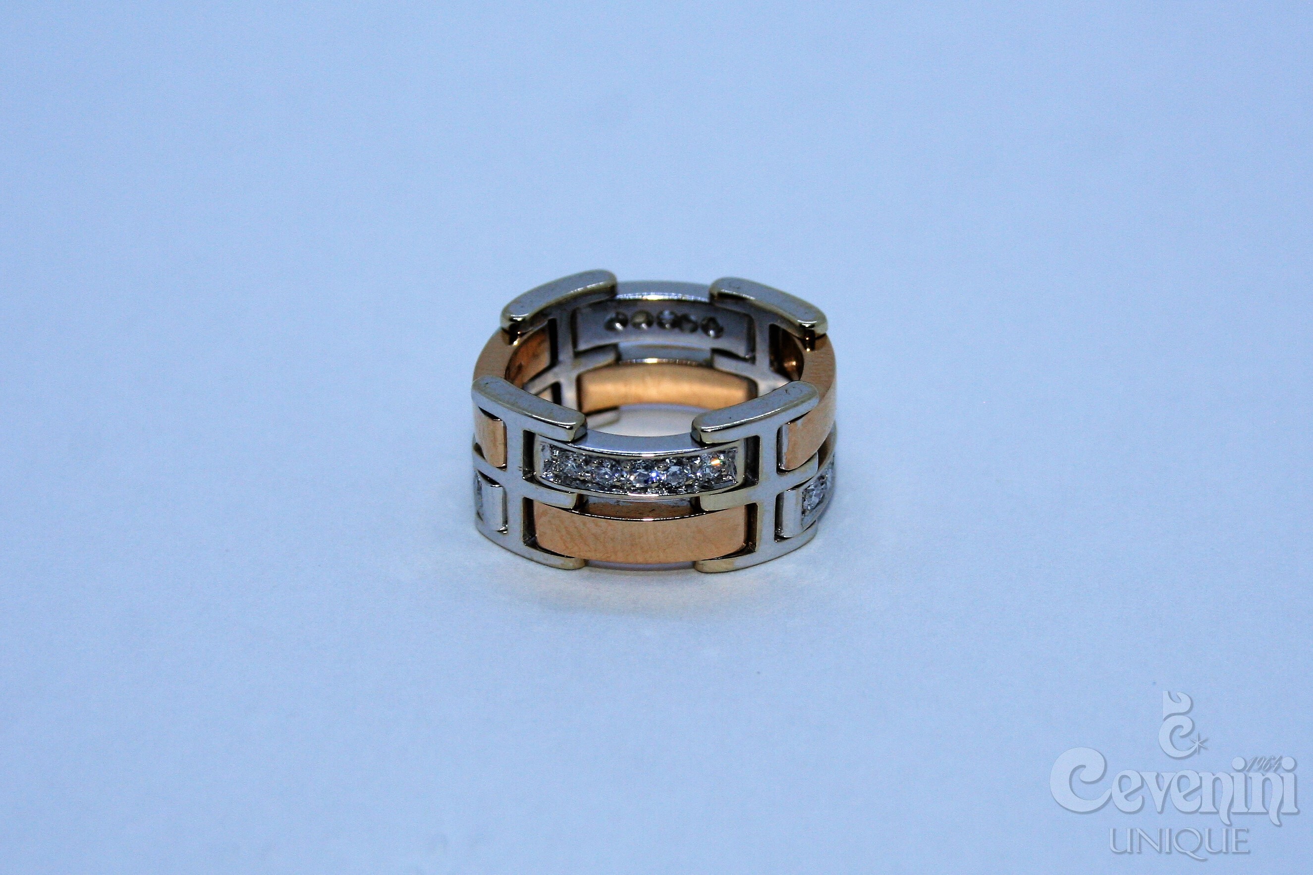 ANELLO MADISON SQUARE CEVENINI UNIQUE ORO ROSA E BIANCO 750‰ CON DIAMANTI TAGLIO BRILLANTE
