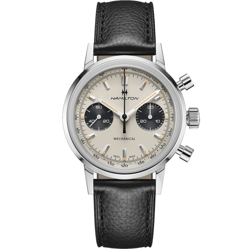 HAMILTON AMERICAN CLASSIC INTRA-MATIC CHRONOGRAPH H HAND WINDING 40MM CINTURINO PELLE NERO H38429710