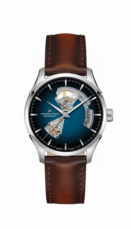 HAMILTON JAZZMASTER OPEN HEART AUTO 40MM BLU CINTURINO PELLE MARRONE H32675540