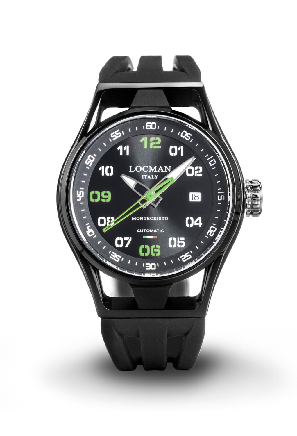 LOCMAN MONTECRISTO AUTOMATIC SWISS MOVEMENT PVD BLACK CINTURINO GOMMA NERO 0537K01S-BKBKGRSK