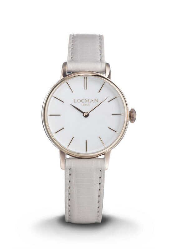 LOCMAN 1960 LADY SOLO TEMPO AL QUARZO PVD ROSE QUADRANTE BIANCO CINTURINO PELLE BIANCO 0253R08R-RRWHRGPW