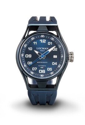 LOCMAN MONTECRISTO AUTOMATIC SWISS MOVEMENT PVD BLUE CINTURINO GOMMA BLUE 0537B02S-BLBLWHSB