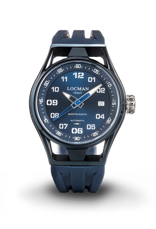 LOCMAN MONTECRISTO AUTOMATIC SWISS MOVEMENT PVD BLUE CINTURINO GOMMA BLUE 0537B02S-BLBLWHSB