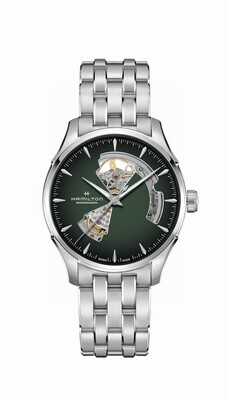 HAMILTON JAZZMASTER OPEN HEART AUTO 40MM VERDE BRACCIALE ACCIAIO H32675160