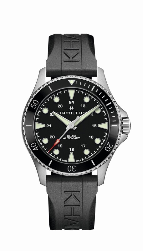 HAMILTON KHAKI NAVY SCUBA AUTO CARICA AUTOMATICA 43mm NERO LUNETTA CERAMICA CINTURINO NERO GOMMA ACCIAIO H82515330