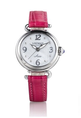 LOCMAN AMO - OROLOGIO DONNA SOLO TEMPO AL QUARZO QUADRANTE BIANCO MADREPERLA CINTURINO FUXIA 0701A14A-00MWNKPF