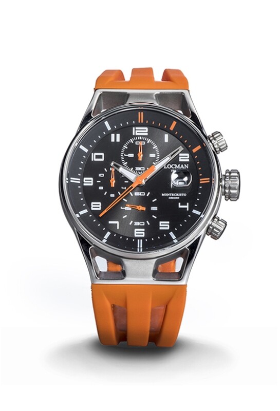 LOCMAN MONTECRISTO CHRONO QUARTZ CINTURINO SILICONE ARANCIONE UOMO/UNISEX 41MM 0542A01S-00BKORSO