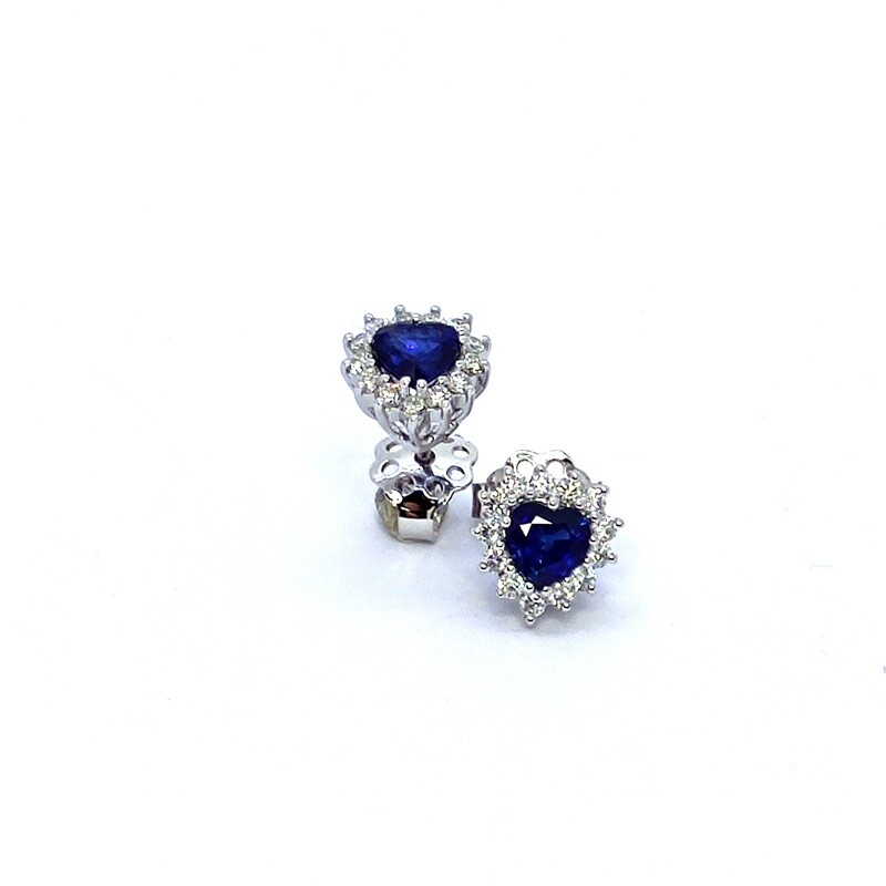 ORECCHINI DROP CEVENINI UNIQUE ORO BIANCO 750‰ CON DIAMANTI E ZAFFIRO A CUORE