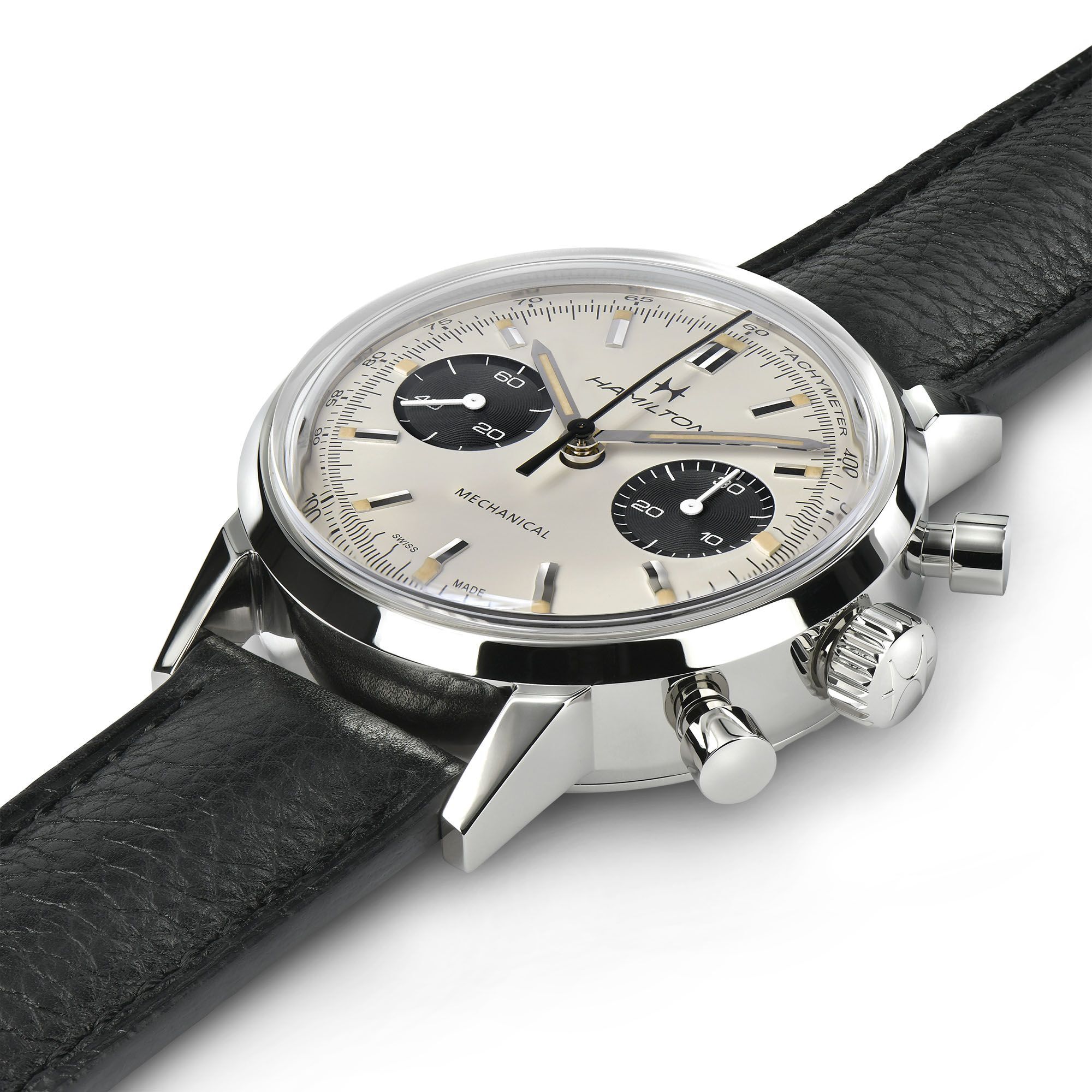 HAMILTON AMERICAN CLASSIC INTRA-MATIC CHRONOGRAPH H HAND WINDING 40MM CINTURINO PELLE NERO H38429710