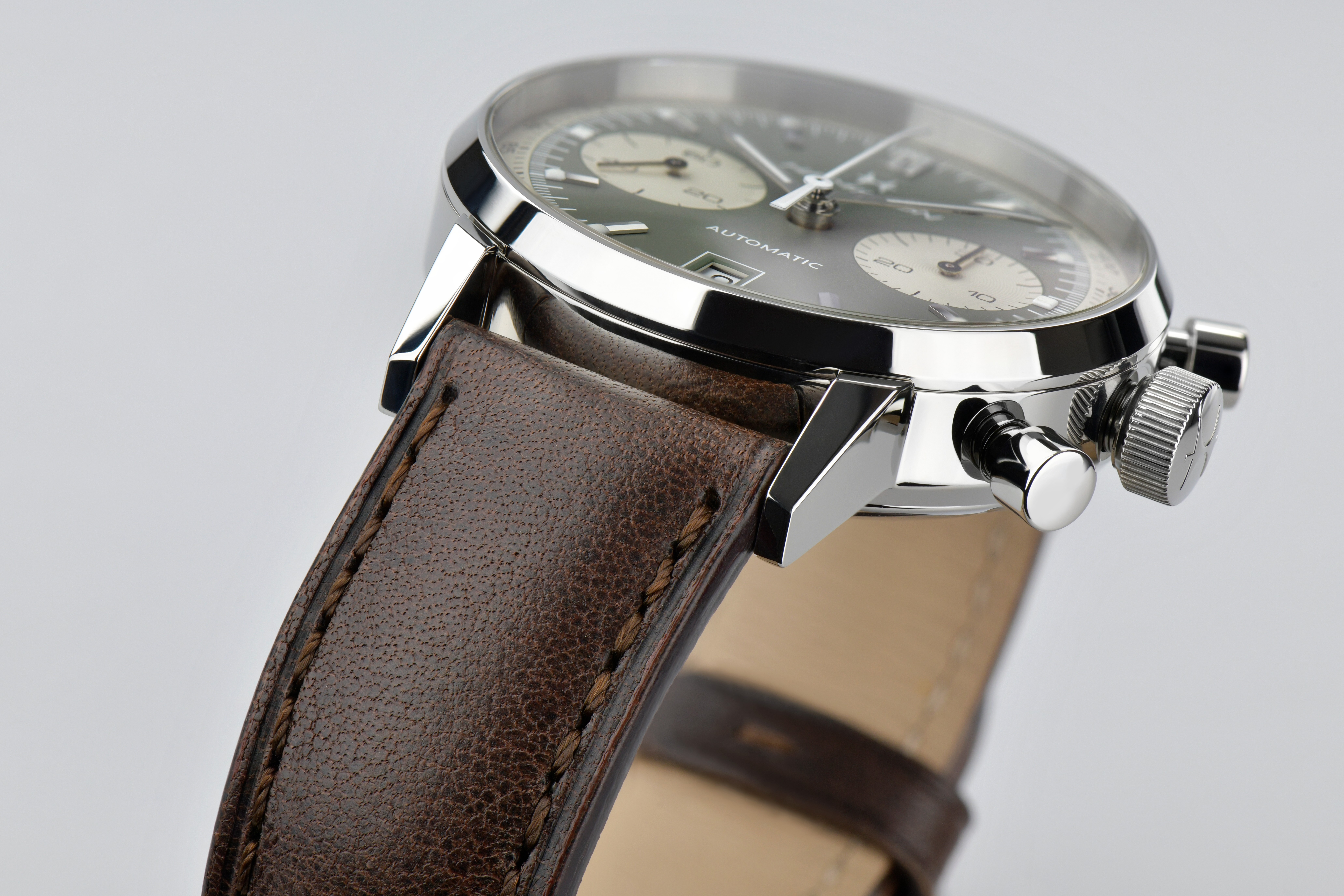 HAMILTON INTRA-MATIC CHRONO OROLOGIO AUTOMATICO 40MM QUADRANTE VERDE CON CINTURINO PELLE  MARRONE H38416560