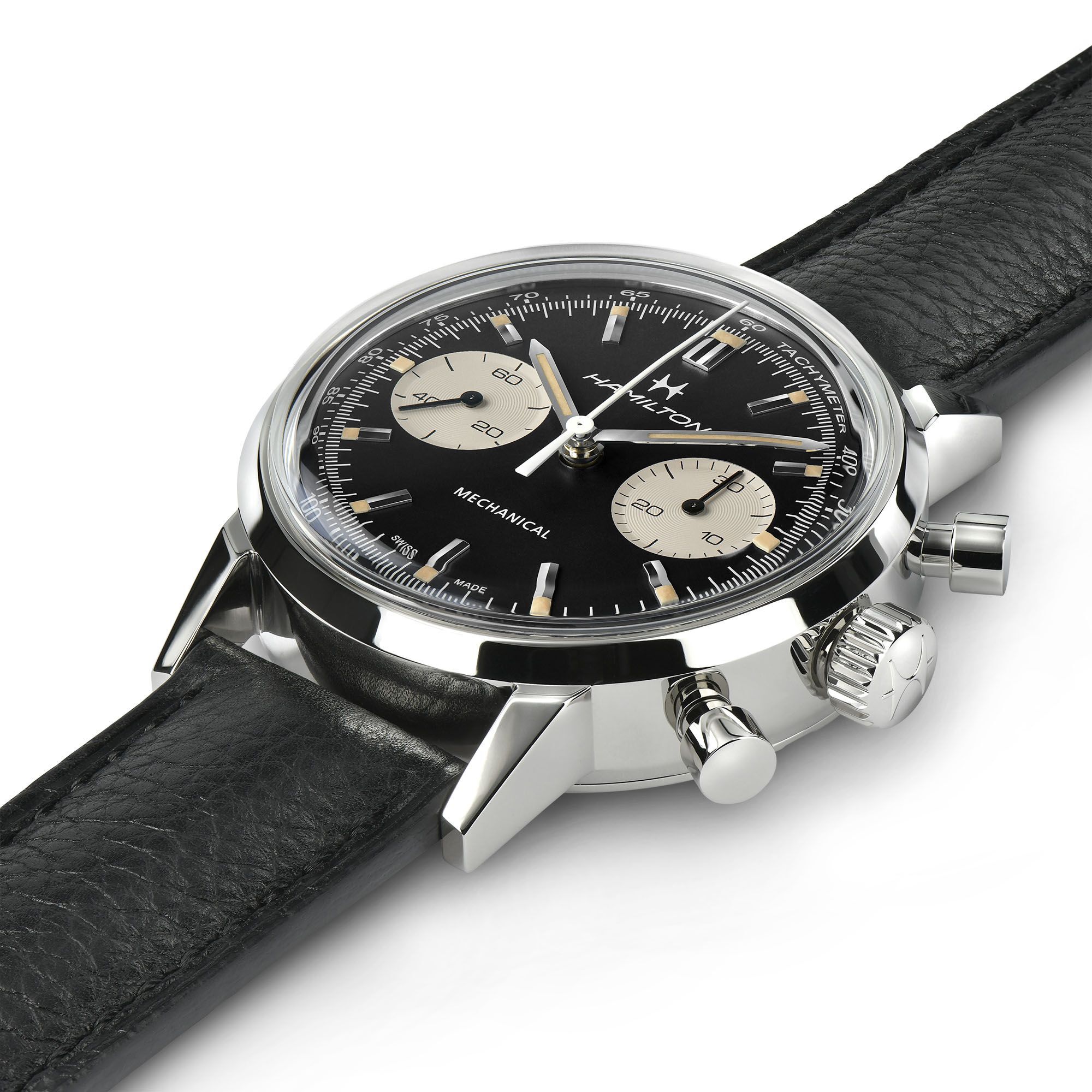 HAMILTON AMERICAN CLASSIC INTRA-MATIC CHRONOGRAPH H HAND WINDING 40MM CINTURINO PELLE NERO H38429730