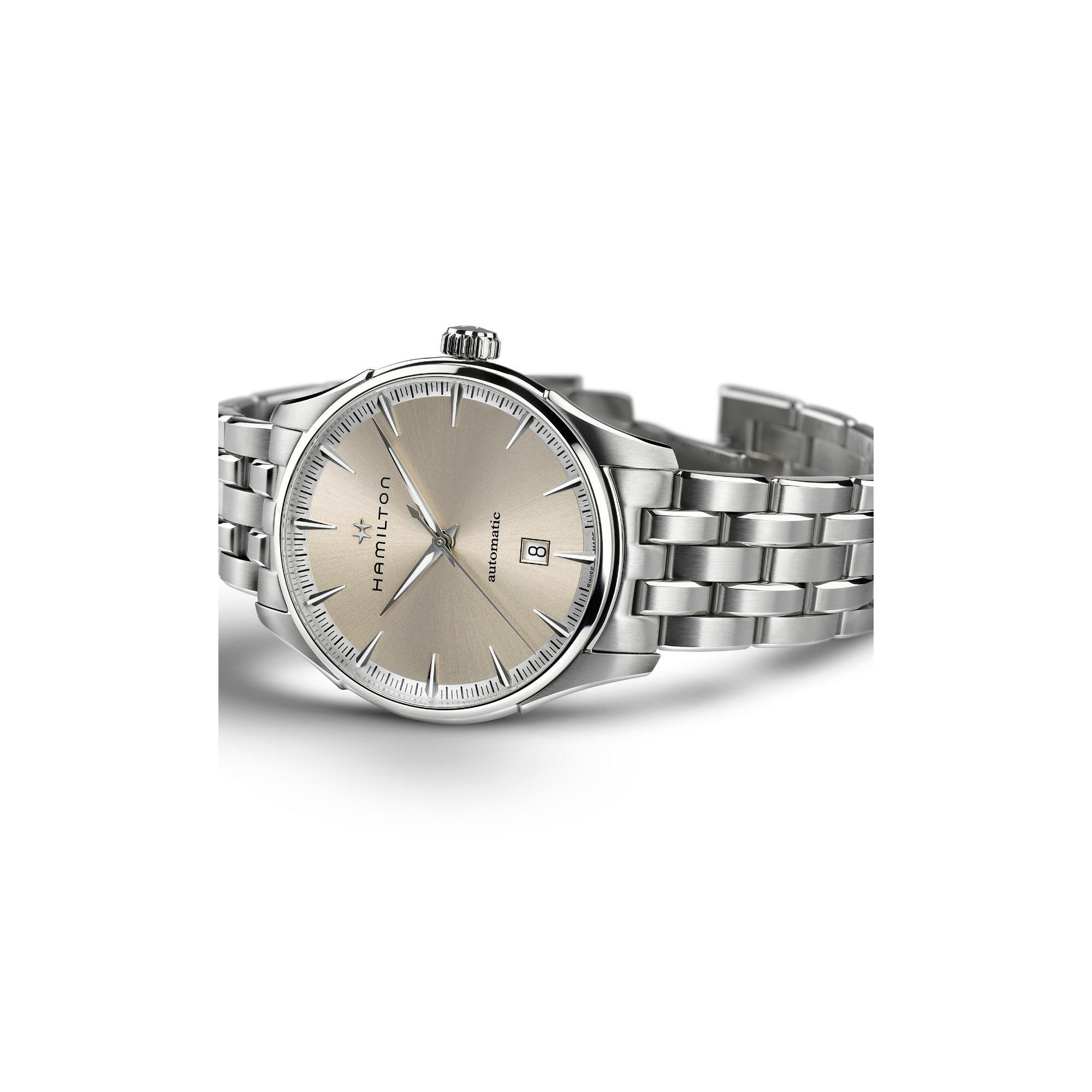 HAMILTON JAZZMASTER AUTO 40MM BEIGE BRACCIALE ACCIAIO H32475120