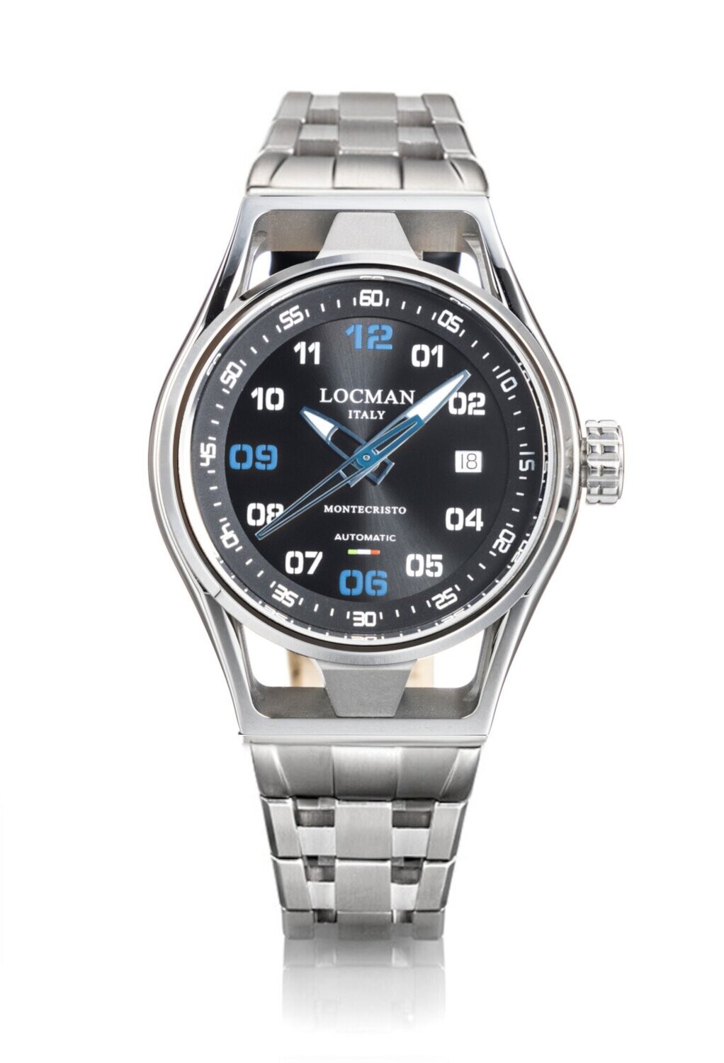 LOCMAN MONTECRISTO AUTOMATIC SWISS MOVEMENT NERO E BLU BRACCIALE ACCIAIO 0537A01S-00BKSKB0