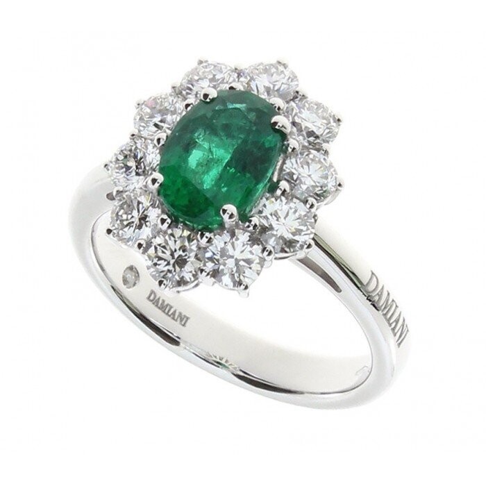 DAMIANI TIMELESS ANELLO ORO BIANCO SMERALDO E DIAMANTI 20095959