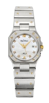 PAUL PICOT MEDITERRANEE No.2 MOTHERO OF PEARL DIAL GOLD 18Kt AND STAINLESS STEEL 30mm 8100SGR-N1D4