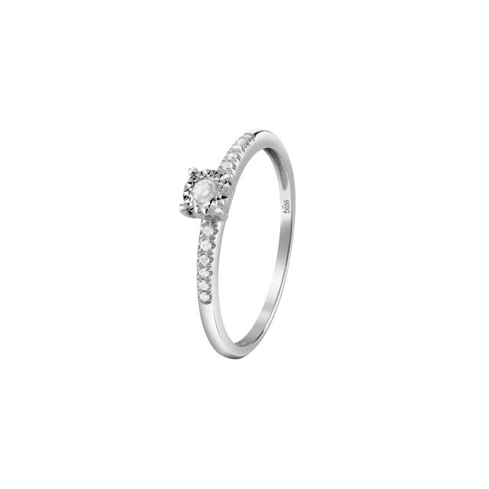 ANELLO BLISS RUGIADA SOLITARIO CON CONTORNO ORO BIANCO CON DIAMANTI TAGLIO BRILLANTE 20088291