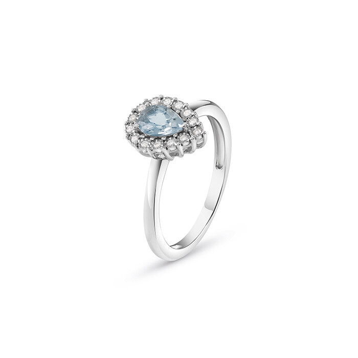 ANELLO BLISS STEPHANIE ORO BIANCO ACQUAMARINA CON DIAMANTI TAGLIO BRILLANTE 20093036