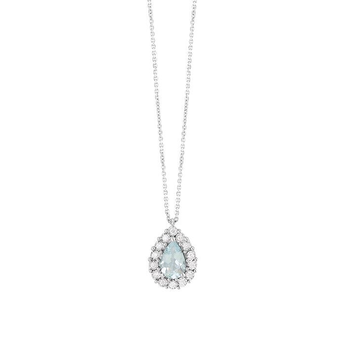 COLLIERINO BLISS STEPHANIE ORO BIANCO ACQUAMARINA CON DIAMANTI TAGLIO BRILLANTE 20093038
