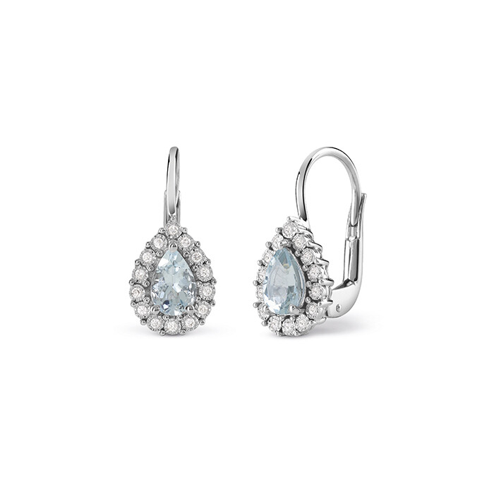 ORECCHINI BLISS STEPHANIE ORO BIANCO ACQUAMARINA CON DIAMANTI TAGLIO BRILLANTE 20093039