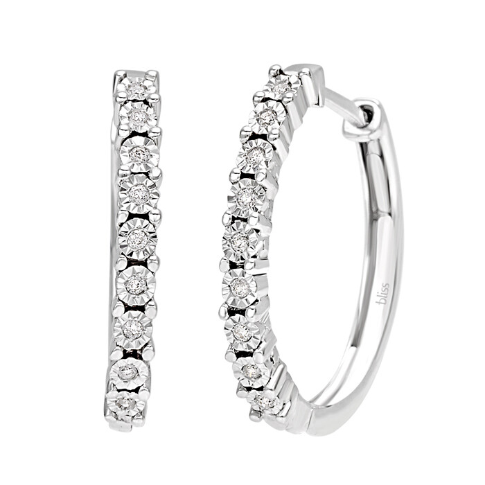 ORECCHINI BLISS RUGIADA AD ANELLE ORO BIANCO CON DIAMANTI TAGLIO BRILLANTE CT.0,07 20069792