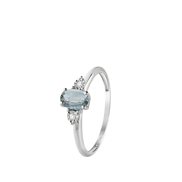 ANELLO BLISS STEPHANIE ORO BIANCO CON DIAMANTI E ACQUAMARINA TAGLIO OVALE 20094885