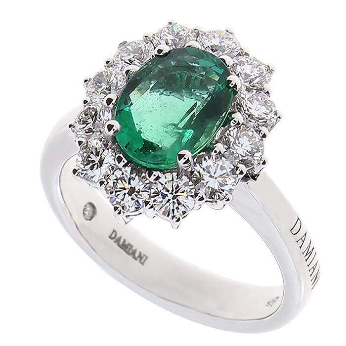 DAMIANI TIMELESS ANELLO ORO BIANCO SMERALDO E DIAMANTI 20096151