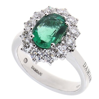DAMIANI TIMELESS ANELLO ORO BIANCO SMERALDO E DIAMANTI 20096151