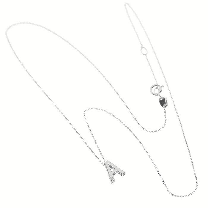 BLISS LETTERA INIZIALE A COLLIERINO ORO BIANCO 9KT CON DIAMANTE TAGLIO BRILLANTE 20090526