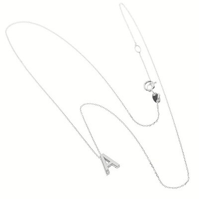 BLISS LETTERA INIZIALE A COLLIERINO ORO BIANCO 9KT CON DIAMANTE TAGLIO BRILLANTE 20090526