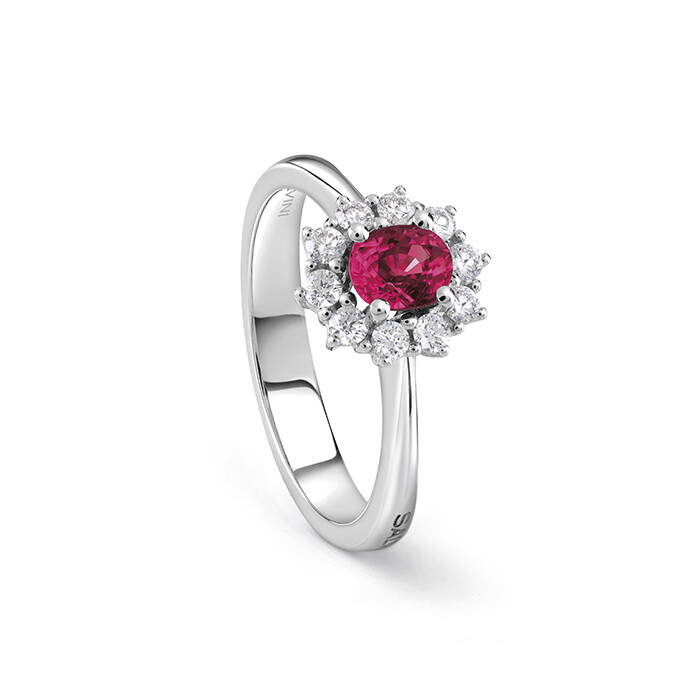 SALVINI ANELLO LOVE FOR COLOR ORO BIANCO DIAMANTI TAGLIO BRILLANTE E RUBINO 20098562
