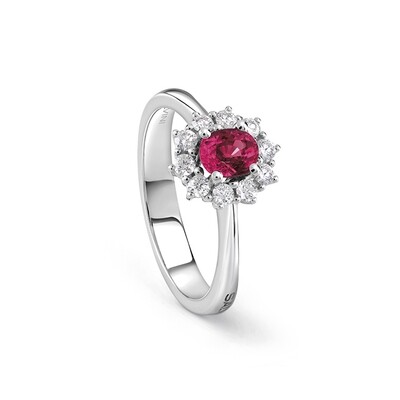 SALVINI ANELLO LOVE FOR COLOR ORO BIANCO DIAMANTI TAGLIO BRILLANTE E RUBINO 20098562