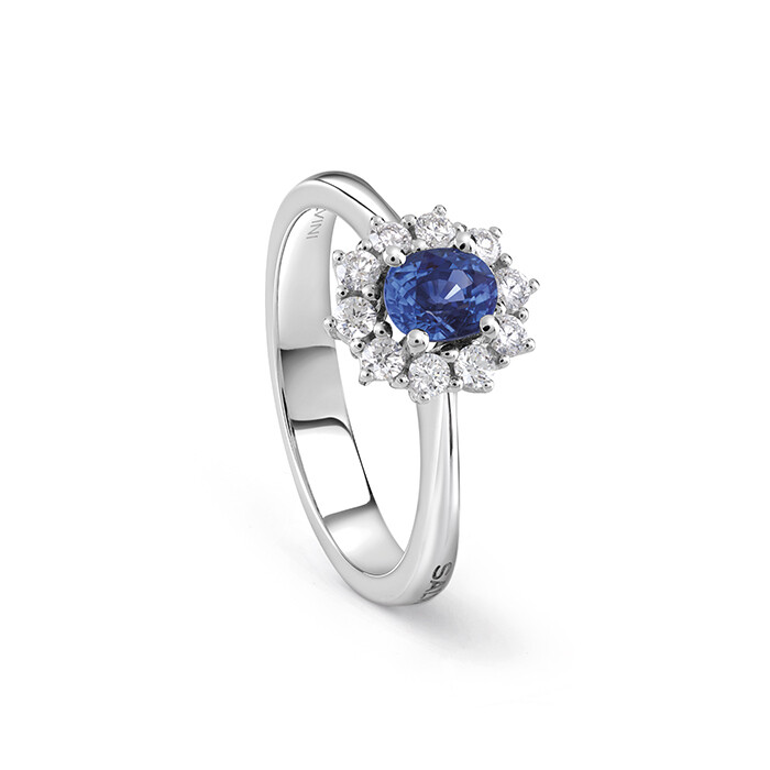 SALVINI ANELLO LOVE FOR COLOR ORO BIANCO DIAMANTI TAGLIO BRILLANTE E ZAFFIRO 20098223