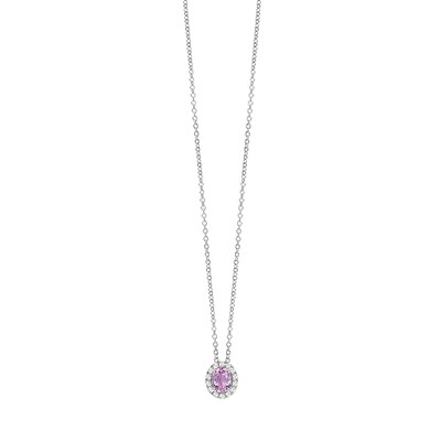 SALVINI DORA COLLIERINO ORO BIANCO CON DIAMANTI TAGLIO BRILLANTE E ZAFFIRO ROSA 20100615