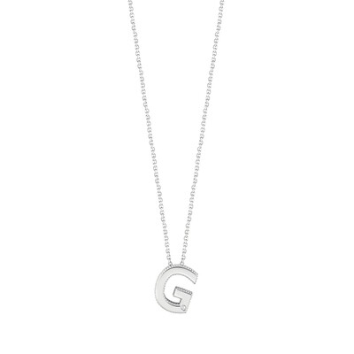 BLISS LETTERA INIZIALE G COLLIERINO ORO BIANCO 9KT CON DIAMANTE TAGLIO BRILLANTE 20090540