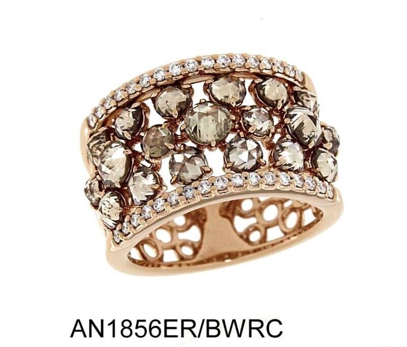 ANELLO GIOVANNI FERRARIS FRAGRANZE ORO ROSA DIAMANTI BIANCHI-BROWN AN1856ER/BWRC