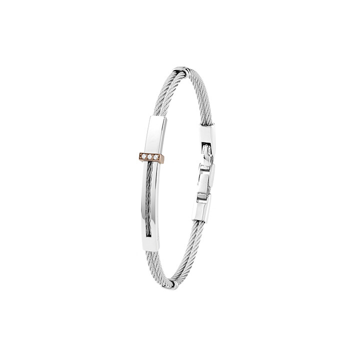 BLISS BRACCIALE UOMO ACCIAIO DIAMANTI E ORO 18KT 20102509