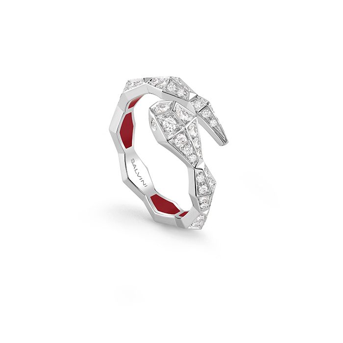 SALVINI EVA ANELLO A SERPENTE ORO BIANCO E DIAMANTI FULL PAVE' 20101924