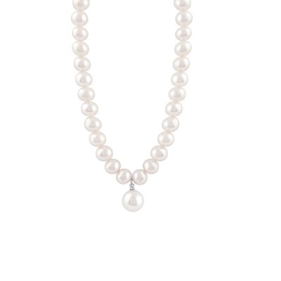 COLLANA BLISS PERLE CON PENDENTE E DIAMANTE ORO BIANCO PARADISE 5/5.5mm  20106375
