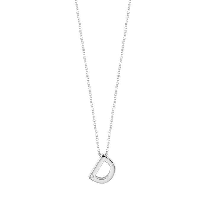 BLISS LETTERA INIZIALE D COLLIERINO ORO BIANCO 9KT CON DIAMANTE TAGLIO BRILLANTE 20090529